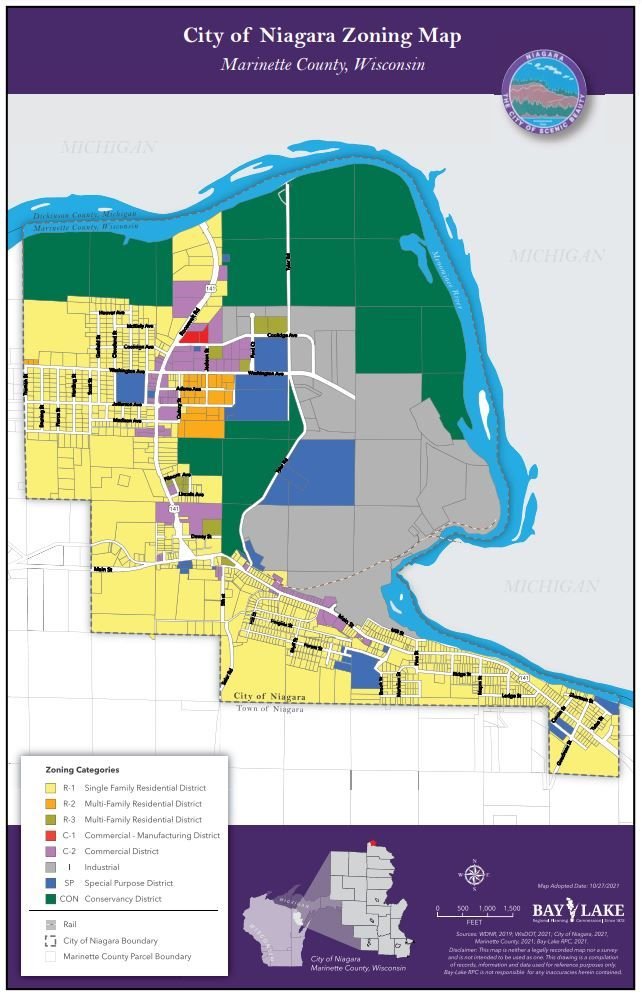 City of Niagara, Marinette County, Zoning Map