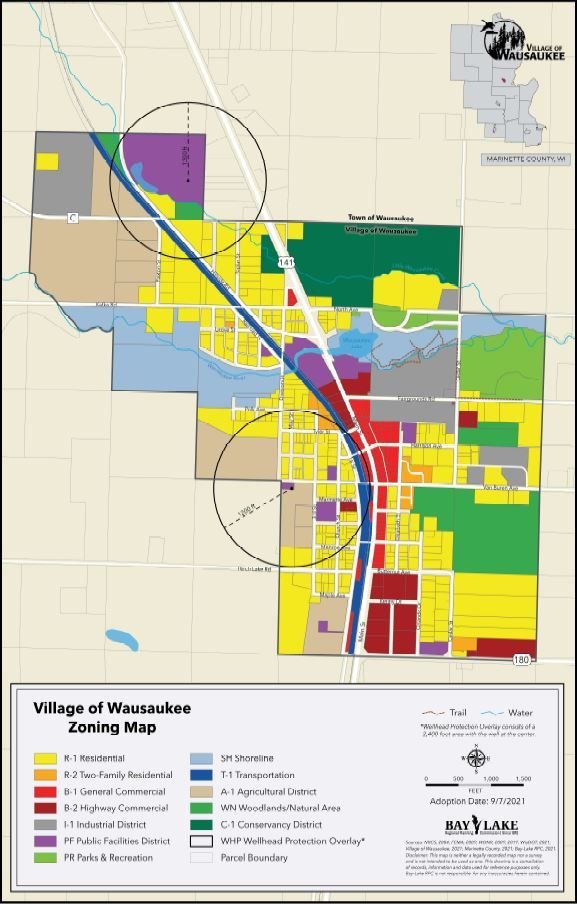 Village of Wausaukee, Marinette County, Zoning Map
